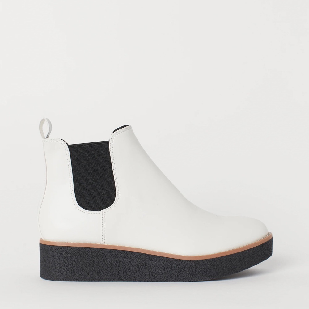 H&M White Chunky Platform Chelsea Boots